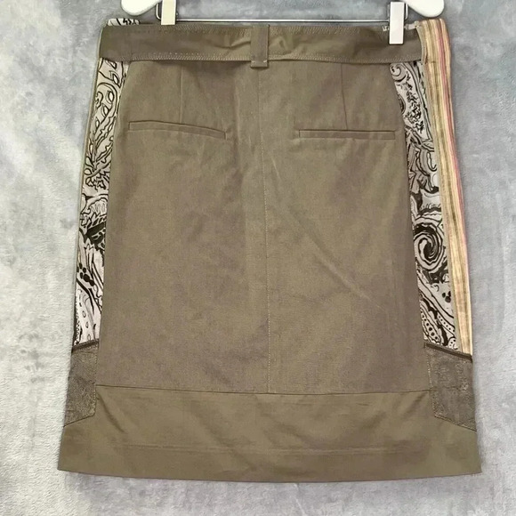 Elie Tahari Devona Skirt‎ Mushroom Women’s Size 8 Belted Side Panels Boho - Picture 6 of 16